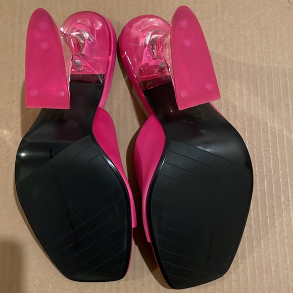 Zara Pink Stain Mules/Sandals | Clear Heel | Hot Pink - Picture 6 of 10